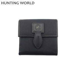 HUNTING WORLD Trifold Wallet Safari Today Canvas x Leather Authentic Used T22236